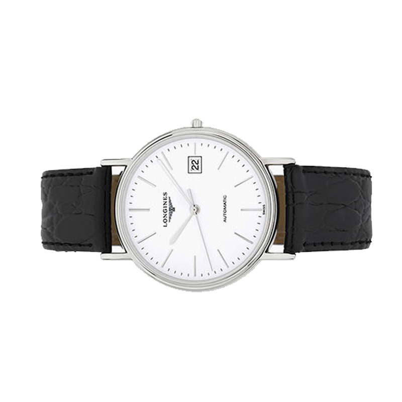 浪琴 LONGINES 瑰丽系列自动机械白色表盘 皮质男表L4.921.4.12.2