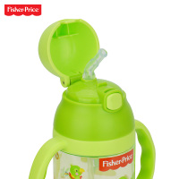 Fisher Price 费雪婴幼儿童吸管杯宝宝训练喝水杯弹跳吸管学饮杯带双手柄防漏 400ml FP-8620D 绿