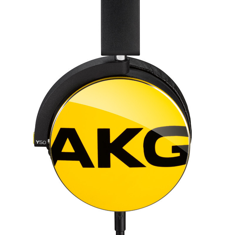 爱科技(AKG)Y50 便携式头戴式耳机 重低音 耳麦线控 立体声手机耳机 HIFI音乐耳机黄色