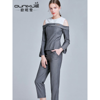 欧昵雪工作服女套装秋新款拼接女装工装职业装两件套OL秋装