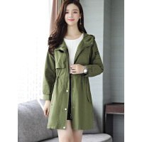 丝柏舍2018秋季新款韩版休闲长袖纯色通勤连帽中长款风衣 女S73R0157F