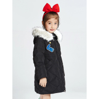 千仞岗2017秋冬新品童装羽绒服带毛领中长款连帽韩版女童装219853