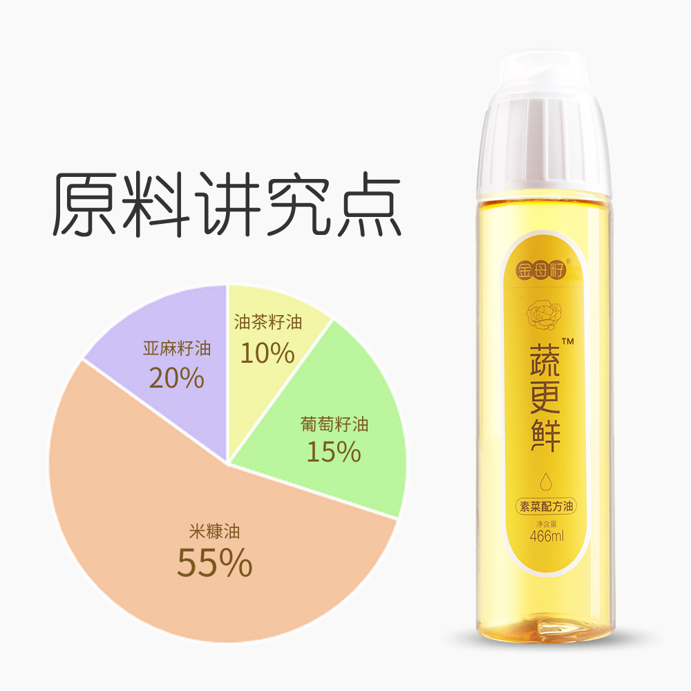 【金母籽】蔬菜配方油466ml 含米糠油亚麻籽油葡萄籽油山茶籽油 炒蔬菜食用油