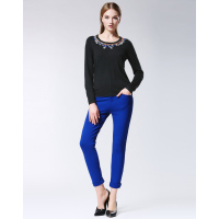 手工钩花羊毛混纺针织套头衫