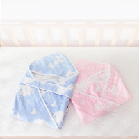 子初 婴儿6层棉纱抱被 90cm x 90cm 蓝色/粉红色 两色可选
