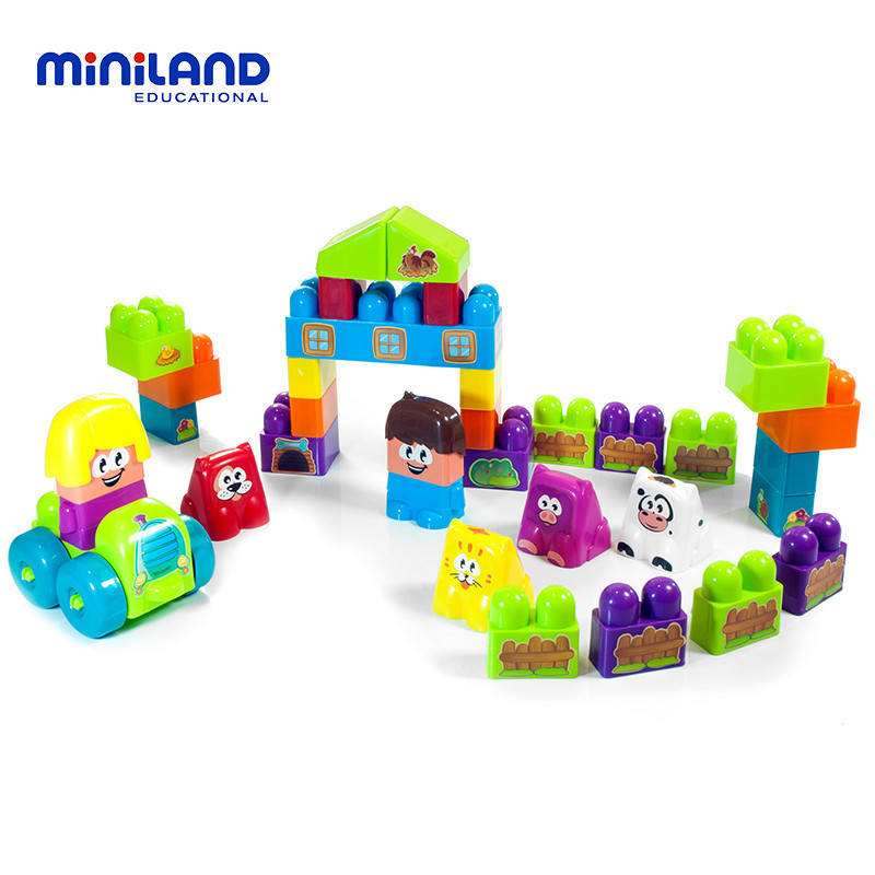 miniland 儿童玩具 益智积木拼装玩具生日礼物 32339超级积木之农场