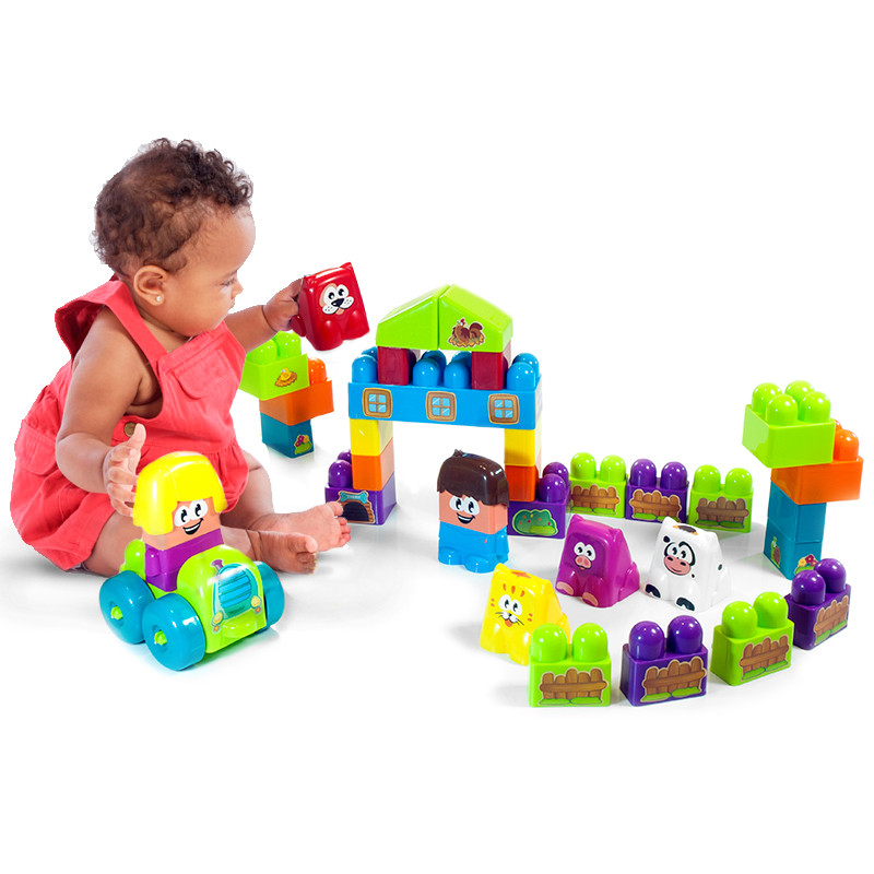 miniland 儿童玩具 益智积木拼装玩具生日礼物 32339超级积木之农场高清大图