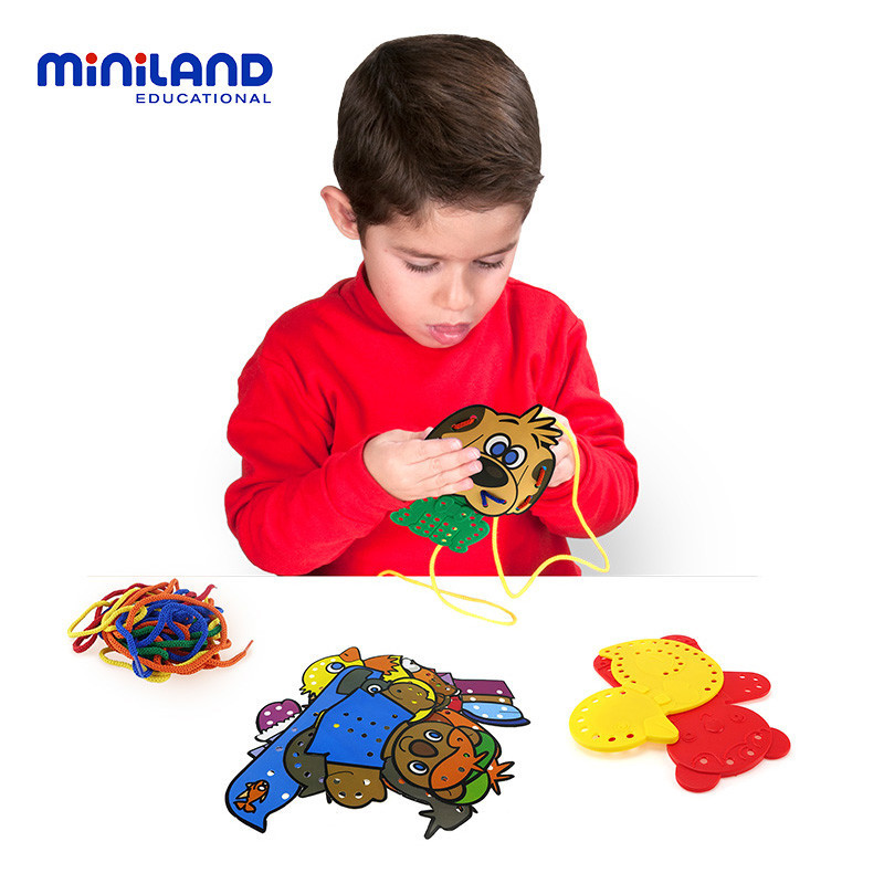 miniland 进口儿童玩具 早教益智拼图玩具男孩女孩3-6岁 95281穿绳拼图案