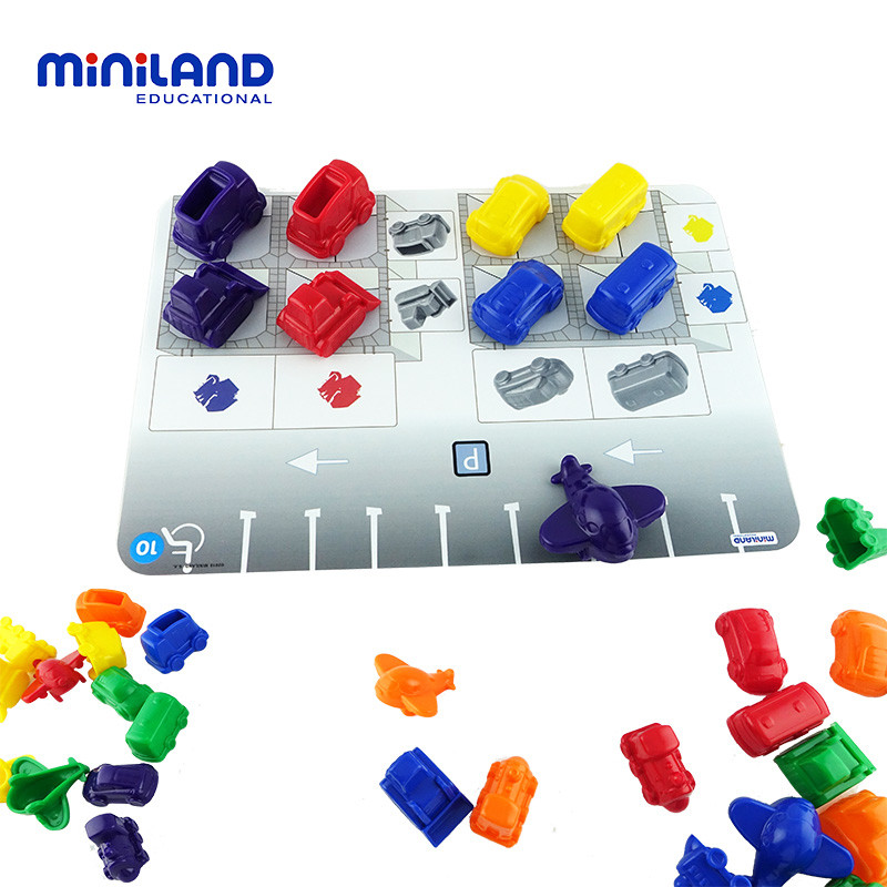 miniland 儿童玩具 早教益智汽车模型玩具算数拼装积木 27383小汽车数字游戏套装