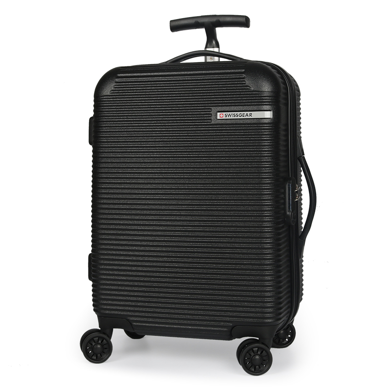 SWISSGEAR瑞士军刀ABS+PC磨砂条纹密码锁万向轮18英寸商务旅行行李登机拉杆箱 黑色