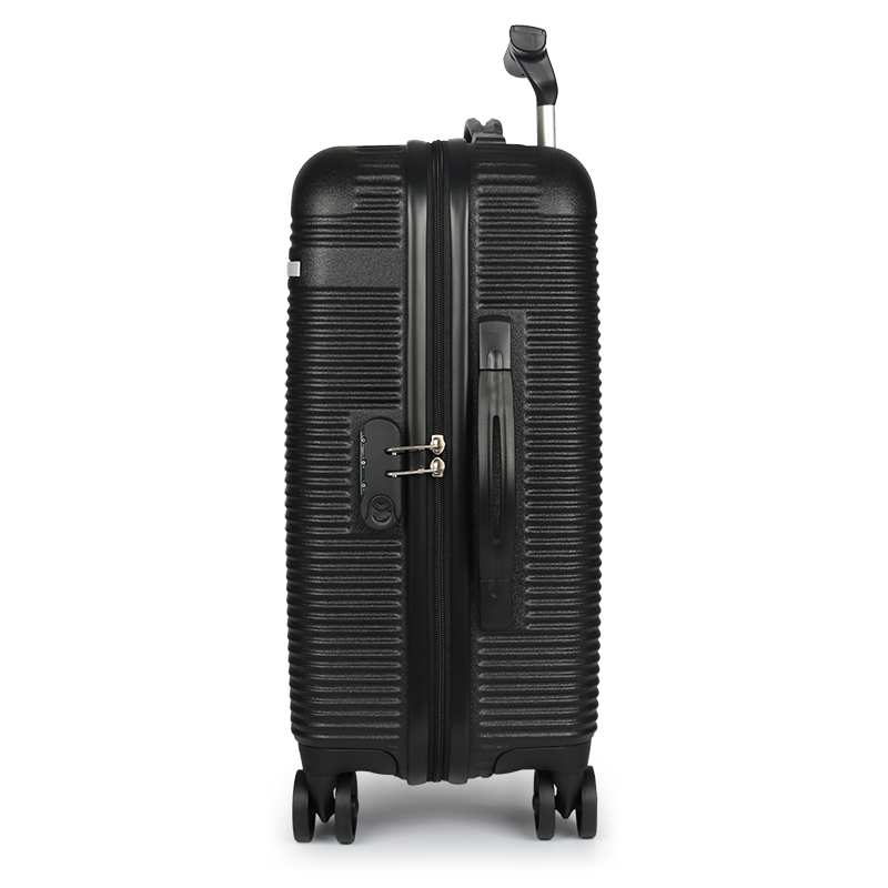 SWISSGEAR瑞士军刀ABS+PC磨砂条纹密码锁万向轮18英寸商务旅行行李登机拉杆箱 黑色