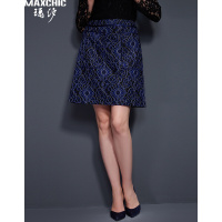 双色蕾丝A字半身裙MJ21630845