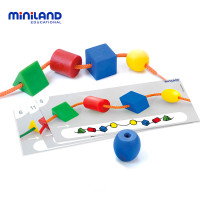 miniland 儿童玩具 早教益智启蒙拼图积木蒙氏教具 31783形状串串乐