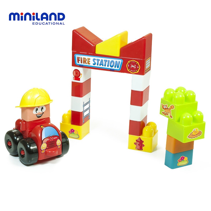 miniland 儿童积木玩具 情景模拟积木拼装男孩女孩 32352拼插拼装积木消防员22粒盒装