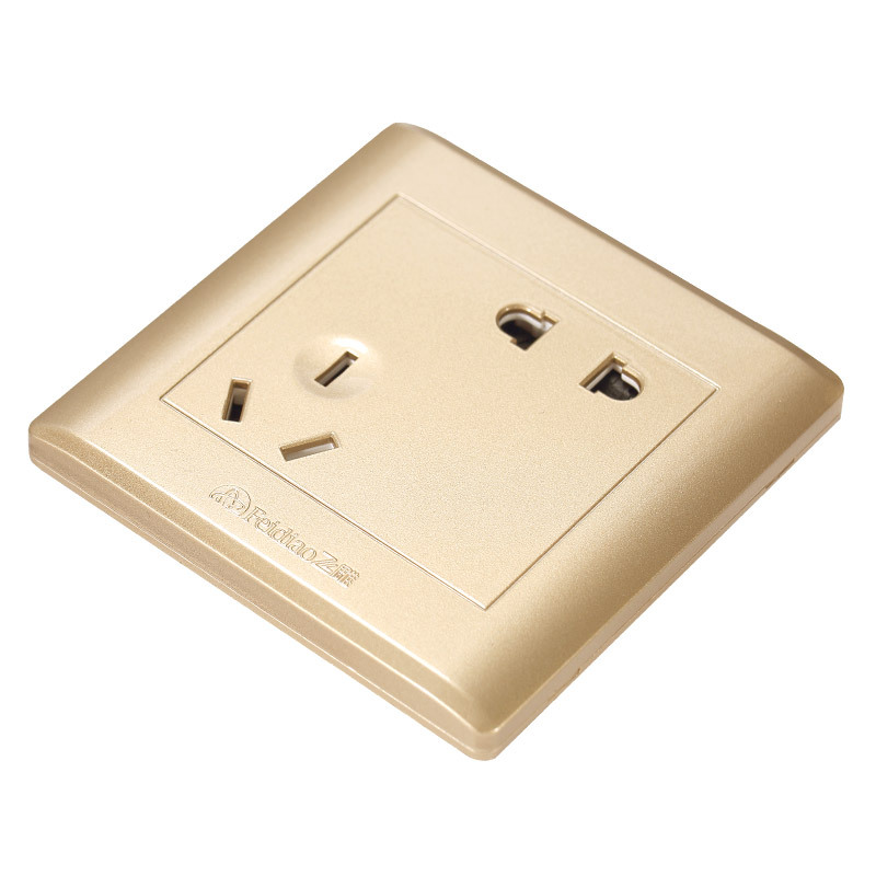 飞雕feidiao86型开关插座斜五孔8只装套装a3香槟金套餐