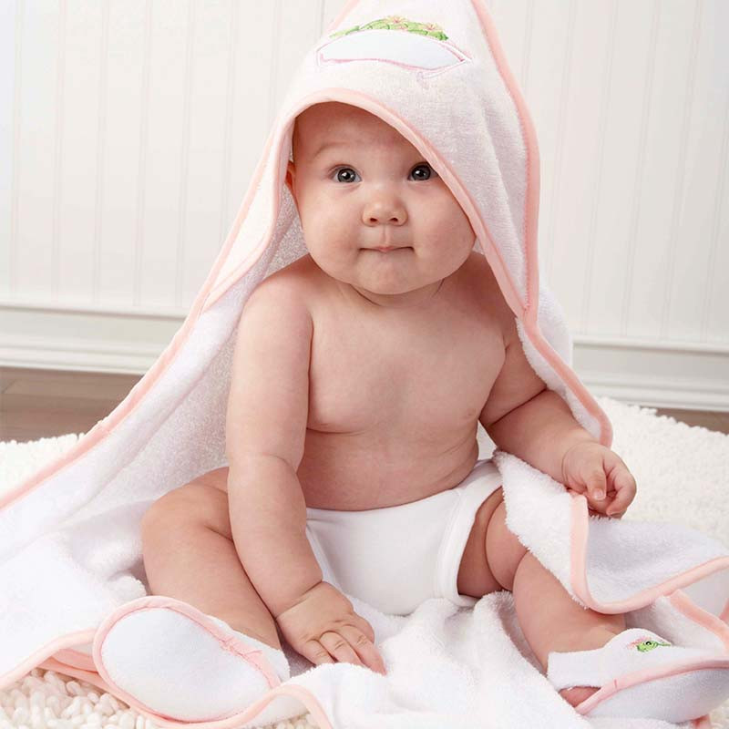 BabyAspen 婴儿纯棉连帽浴巾 新生儿洗澡大毛巾套装 宝宝披风斗篷