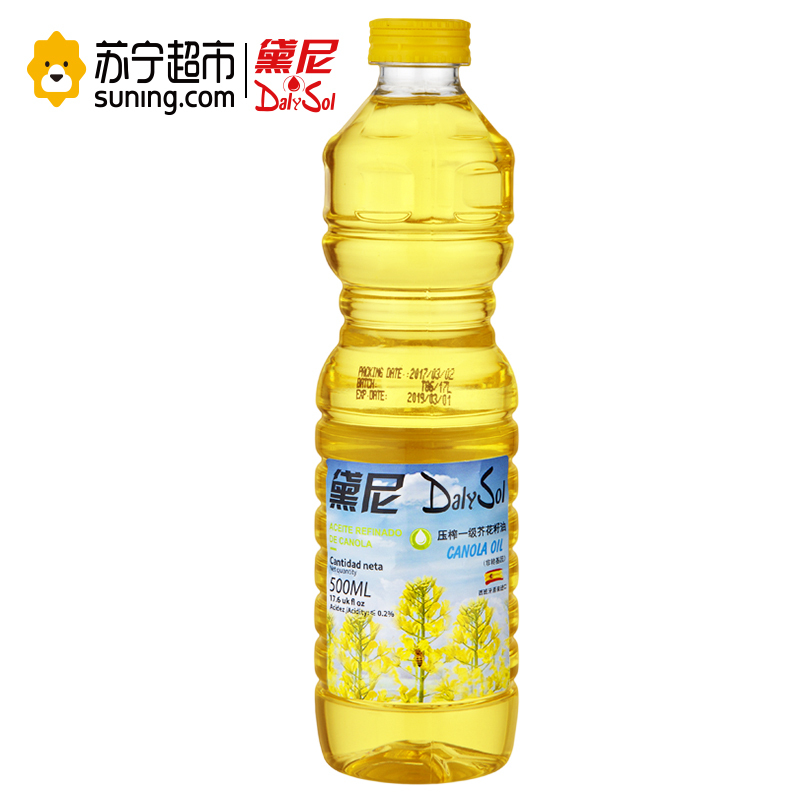黛尼(DalySol)压榨一级芥花籽油500ml 非转基因 西班牙原装进口
