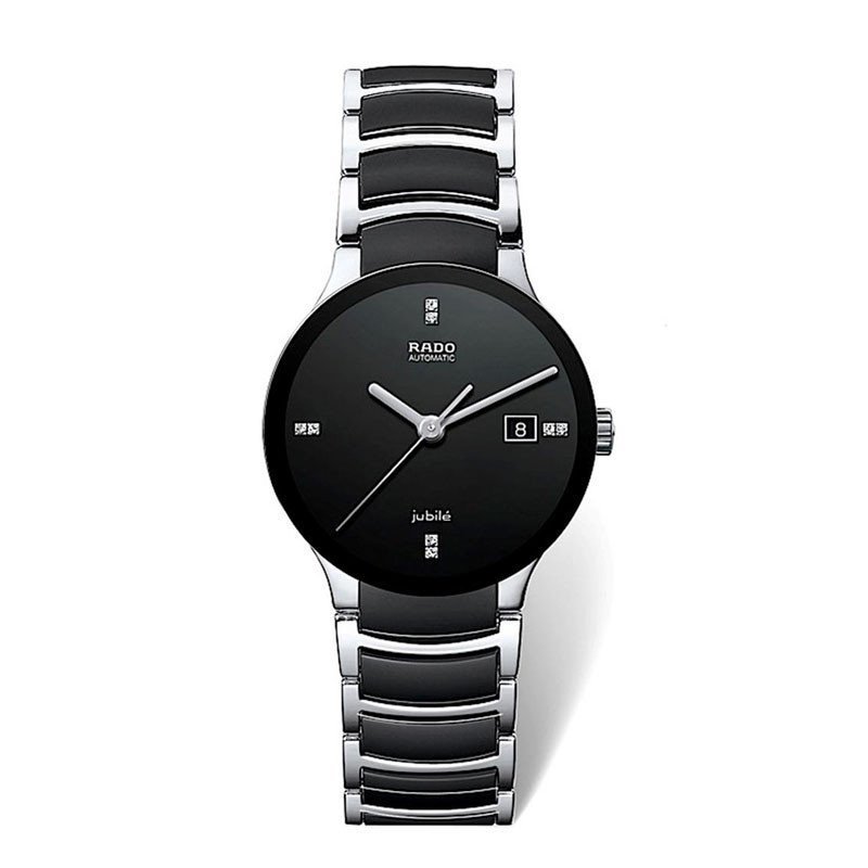 雷达rado晶萃系列黑色陶瓷镶钻机械男表r30941702