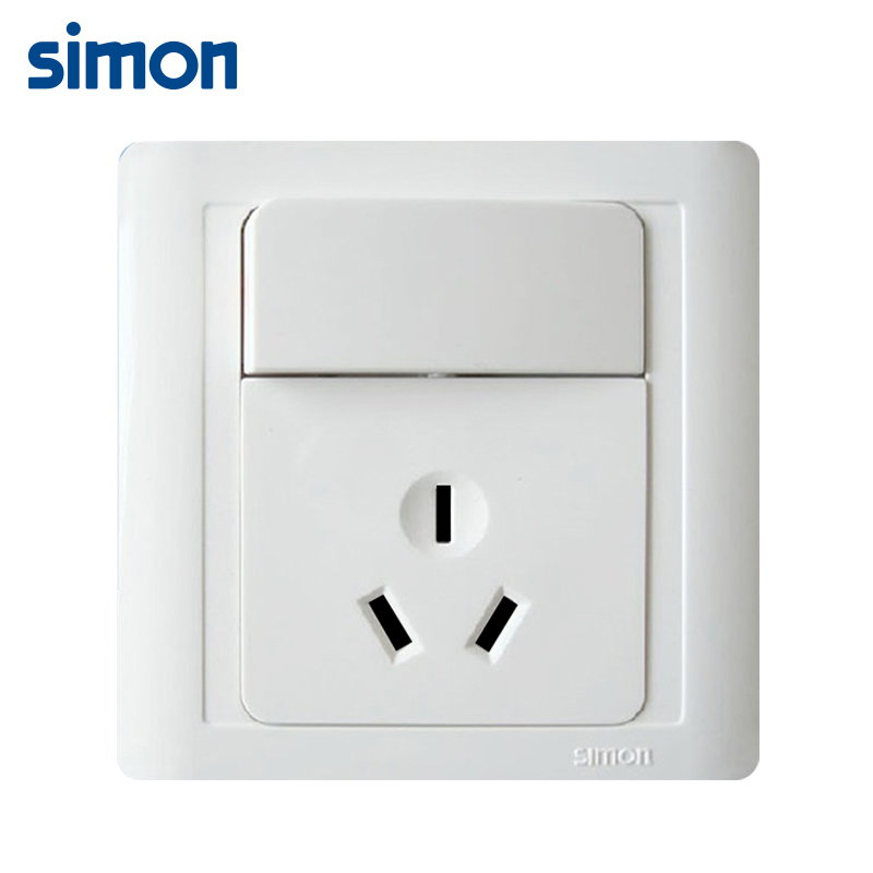 西蒙(simon)正品开关插座面板55系列雅白色16A三孔空调插座带开关面板N51682B