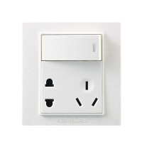 飞雕(FEIDIAO)开关插座面板 五孔插座带单开单联电源墙壁开关 86型魅影(雅白)