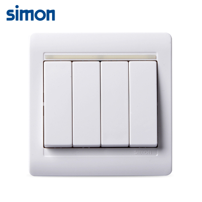 西蒙正品开关插座面板55系列雅白色四位单控开关86型面板N51041B