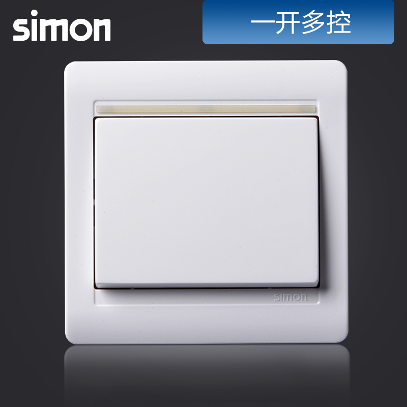 西蒙开关插座面板55系列雅白色双路换向开关一开多控面板中途开关N51026B高清大图