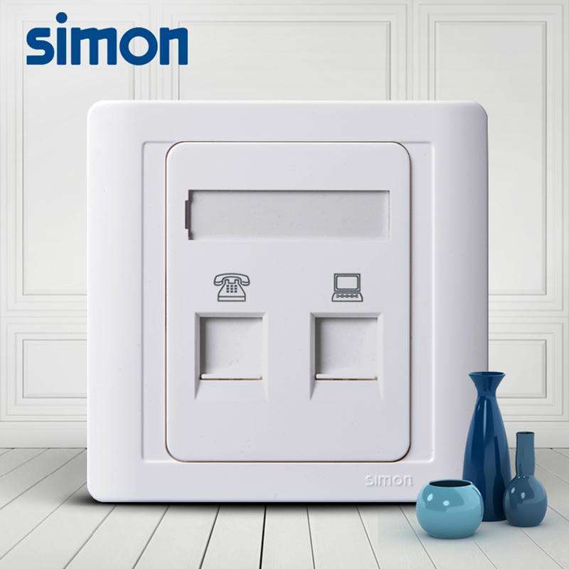 simon西蒙电气开关插座面板55系列雅白色电话加信息插座N55229S
