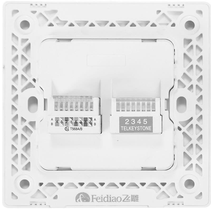 飞雕（FEIDIAO)开关插座面板 电脑电话面板插座 网络电话插座面板 大板/全景皓月白图片