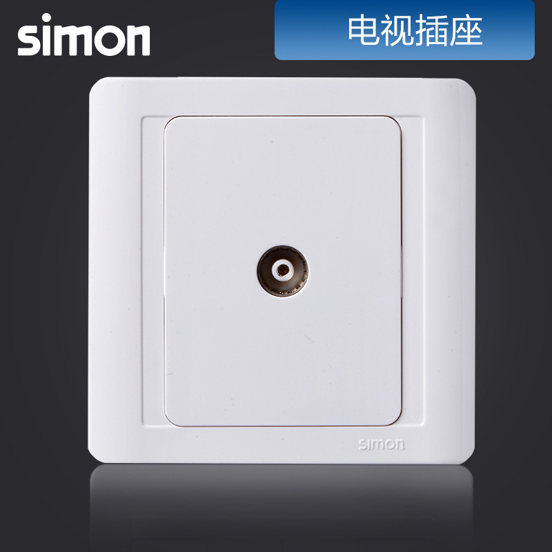 西蒙(simon)开关插座面板86型西蒙55系列电视插座雅白色N55111