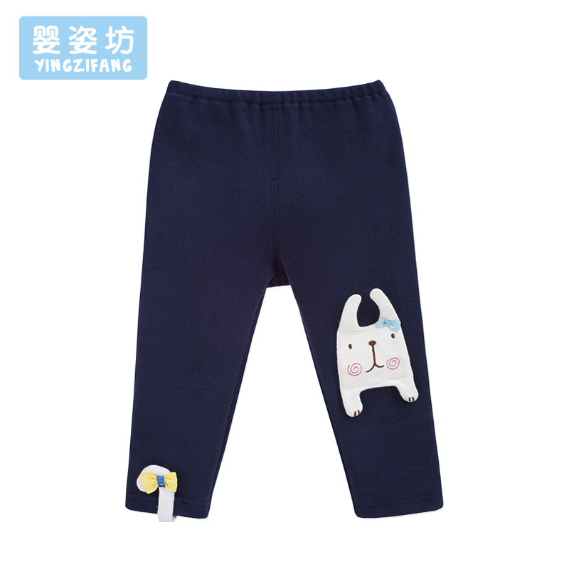 婴姿坊女童休闲可爱小尾巴时尚韩版修身长裤松紧裤腰打底裤 3色可选 80-120cm