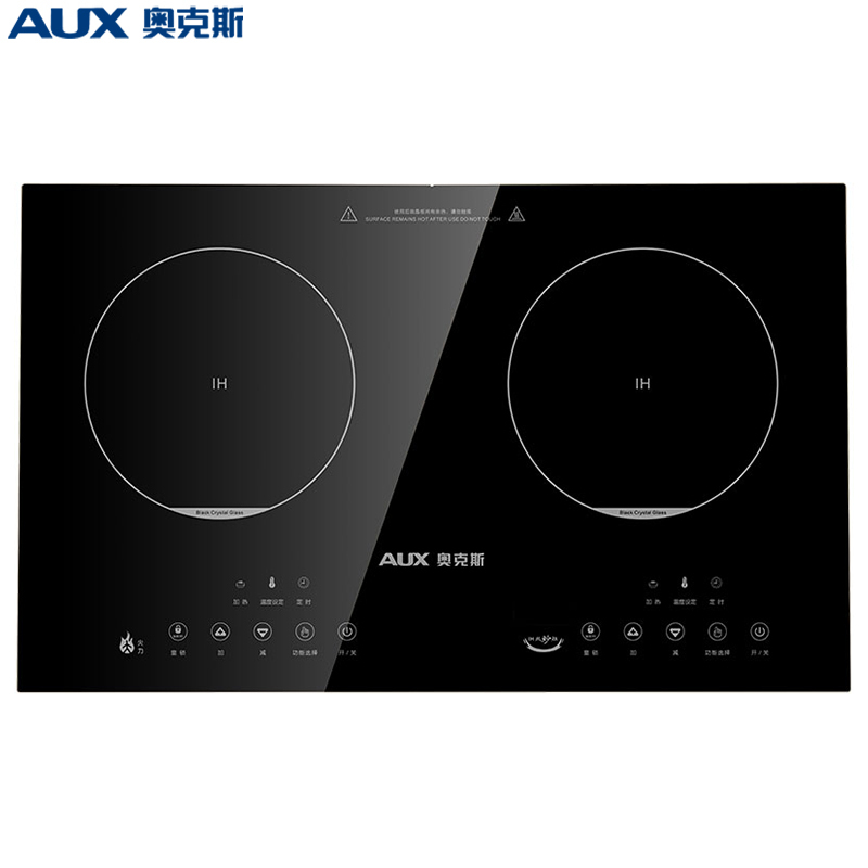 奥克斯(AUX)电磁炉WSF-SCL3501 智能触控 防水黑晶面板可预约 台嵌式双头电磁炉