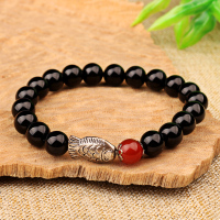 凝萃 黑玛瑙手链年年有鱼8mm
