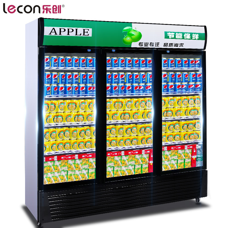 乐创(lecon)冷藏展示柜冰柜三门商用冰箱饮料柜冷柜直冷