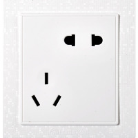 飞雕（FEIDIAO)开关插座面板 斜五孔插座 10A错位二三插电源墙壁插座 86型魅影雅白