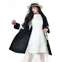 URLX0203女式时尚翻领羊剪绒皮草