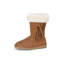 JUMBOUGG简帛澳洲羊皮毛一体雪地靴女中筒靴子保暖防滑侧绑带5152Q