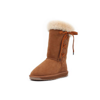 JUMBOUGG简帛澳洲羊皮毛一体雪地靴女中筒靴子保暖防滑侧绑带第一代51522