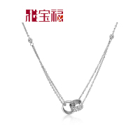雅宝福Pt950铂金套链牵手爱情项链送女友礼物