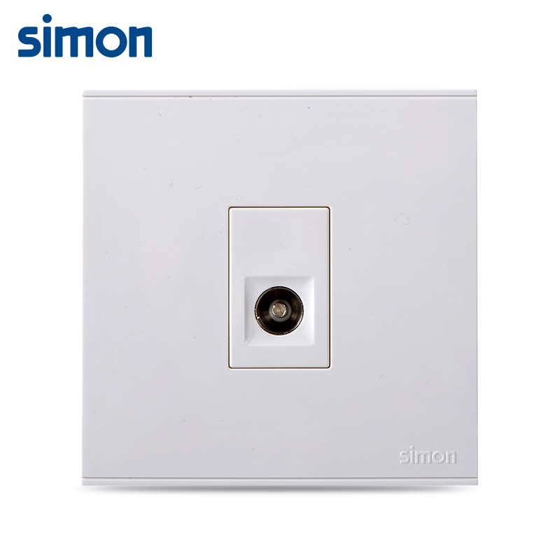 西蒙(simon)86型开关插座开关面板正品E6系列雅白色ＴＶ电视插座725111高清大图