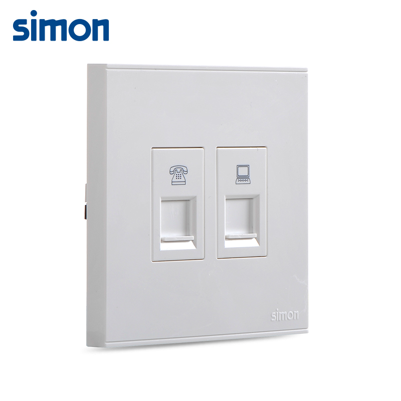 西蒙(simon)86型开关插座E6系列电脑电话面板网络电话插座面板网线电话线插座725229高清大图