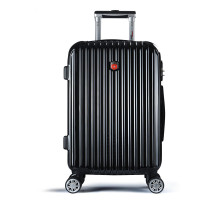 SWISSGEAR瑞士军刀拉杆箱 镜光面万向轮旅行箱行李箱收纳箱SA-1601黑色 24寸 可放15.6寸手提电脑包