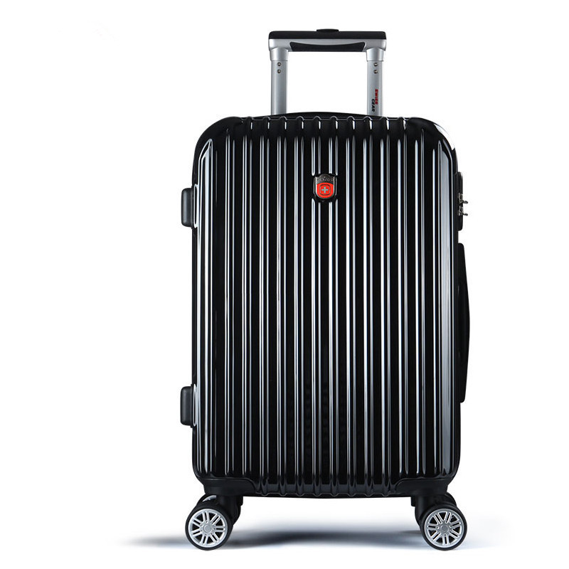 SWISSGEAR瑞士军刀拉杆箱 镜光面万向轮旅行箱行李箱收纳箱SA-1601黑色 24寸 可放15.6寸手提电脑包
