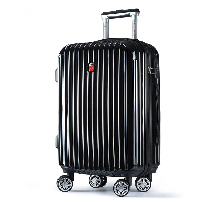 SWISSGEAR瑞士军刀拉杆箱 镜光面万向轮旅行箱行李箱收纳箱SA-1601黑色 24寸 可放15.6寸手提电脑包