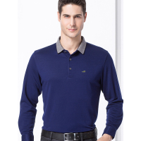 卡帝乐鳄鱼秋季新款翻领纯色长袖T恤休闲男士爸爸装加厚KDL1601