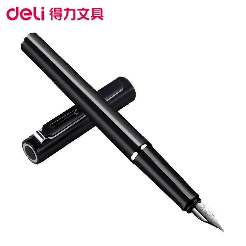 得力(deli)S668EF明尖钢笔墨水笔 0.5mm黑色发现者系列商务签字 学生练字钢笔套装 礼品笔签字笔学生文具笔类图片