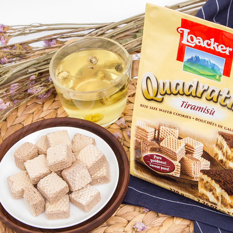 Loacker 莱家 粒粒装提拉米苏味威化饼干 220g/袋装 奥地利进口食品
