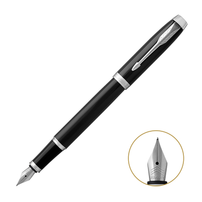 派克(PARKER)新品IM纯黑丽雅白夹墨水笔 钢笔