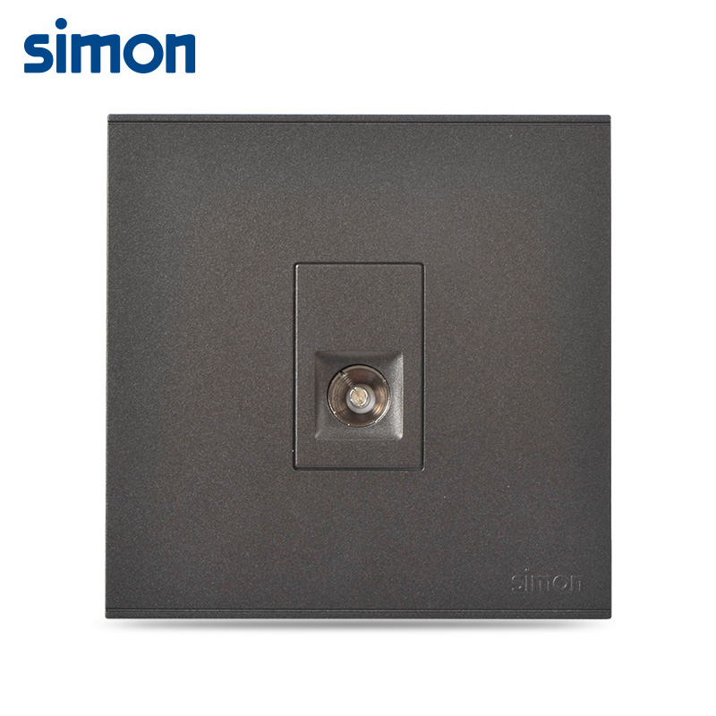 西蒙(simon)开关插座开关面板正品E6系列荧光灰ＴＶ电视插座725111-61高清大图
