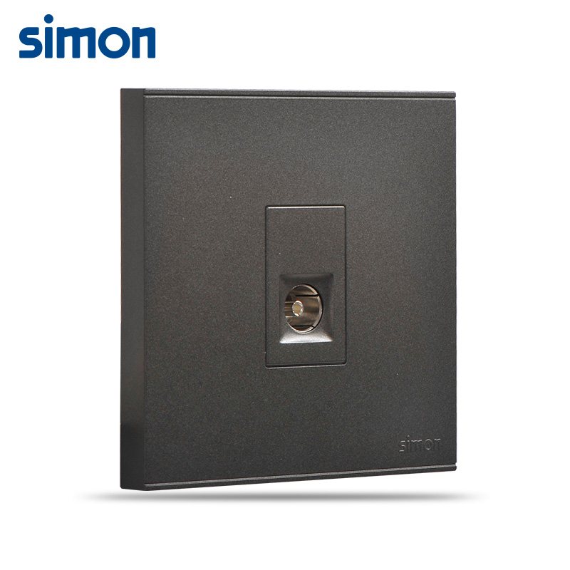 西蒙(simon)开关插座开关面板正品E6系列荧光灰TV电视插座725111-61