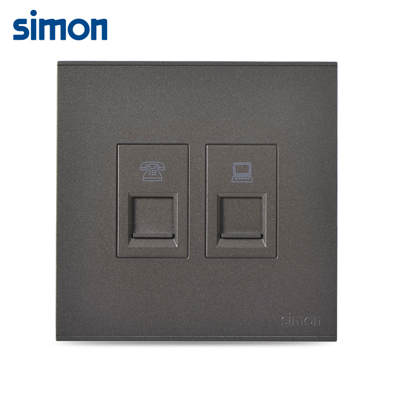 西蒙(simon)开关插座面板86型E6系列荧光灰开关插座电脑电话面板网络电话插座面板725229-61
